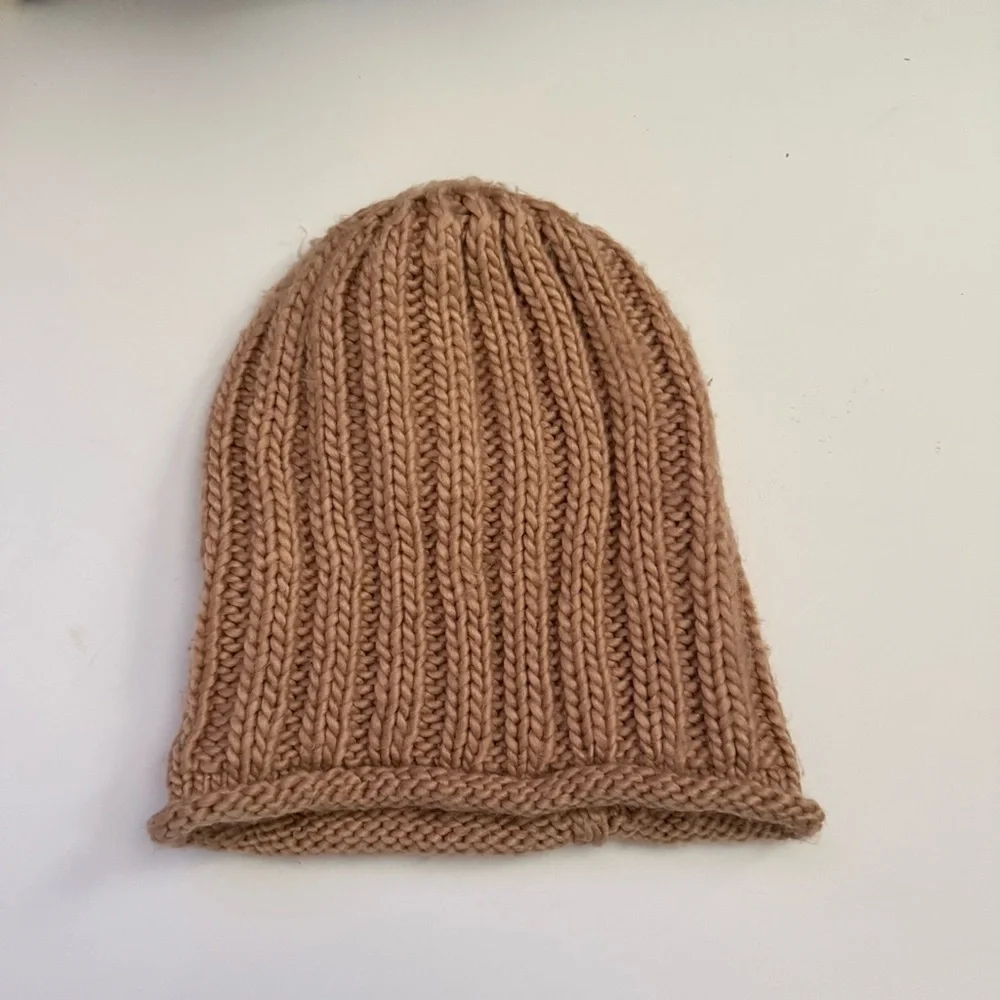 Free People Cozy Tan Knit Beanie